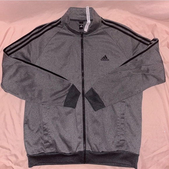 Men’s Adidas - Essentials 3-Stripe Tracktop - Size L - Grey/Black​ - Picture 1 of 4